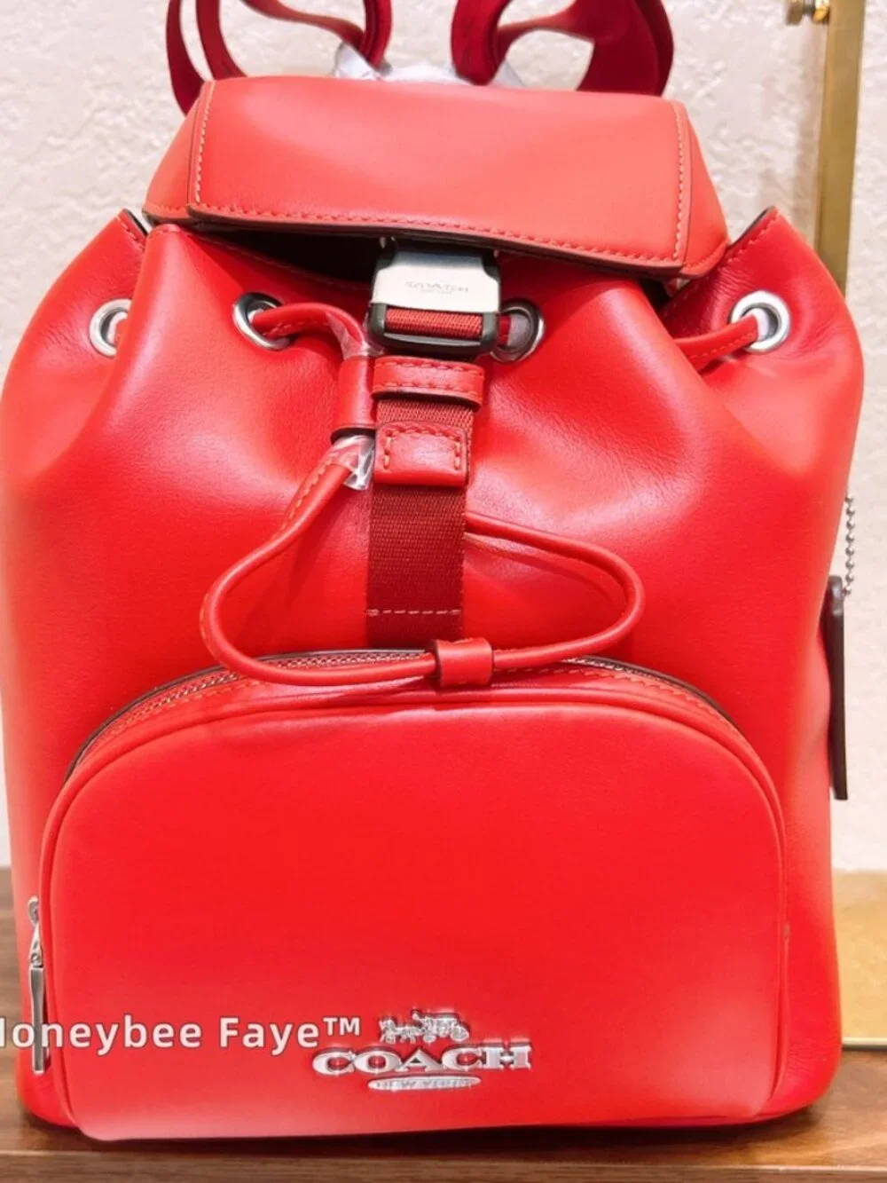NWT Coach Pace Backpack In Signature Canvas/ leather red